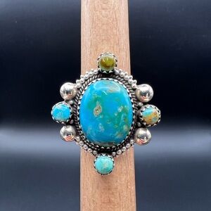 Sterling Silver Southwestern Turquoise Cluster Ring